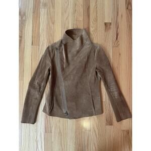 Manila Grace Women's Medium M 42 Wool Suede Jacket With Pockets And Zip